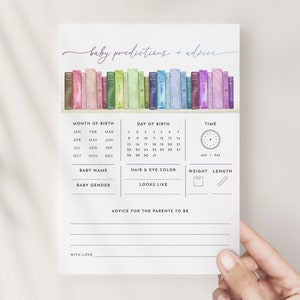 Storybook Book Themed Baby Predictions and Advice Baby Shower Game Template | POESY Collection
