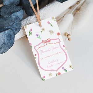 Whimsical Spring Flower Bridal Shower Favor Tag Template for Garden Tea Party Bridal Shower Favor Tags | ANTHEA Collection