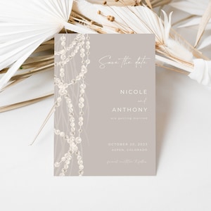 Modern Pearl Save the Date Template for Weddings | MEGAN Collection