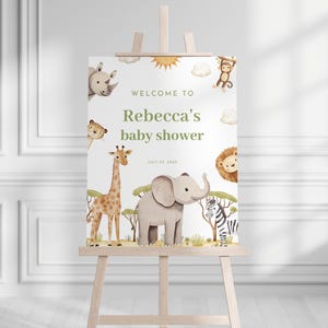 Safari Baby Shower Welcome Sign Template for Gender Neutral Safari Jungle Animals Baby Shower Welcome Poster | JABARI Collection