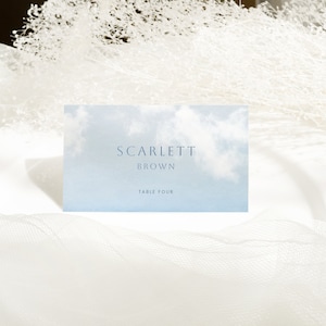 Cloud Nine Place Card Template for The Bride is on Cloud 9 Bridal Shower | NEPHELE Collection