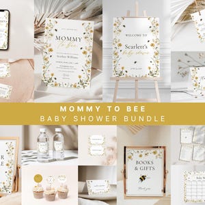 Mommy to Bee Baby Shower Invitation Bundle Template : Invite, Signs, Games, Cards, Favor Tags, Labels Templates | DEBORAH Collection