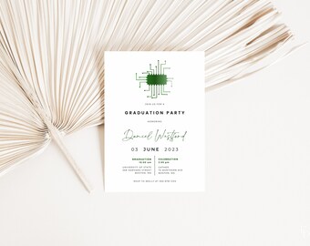 Modern Electrical Engineer School Graduation Party Invitation Template | VEDA Collection
