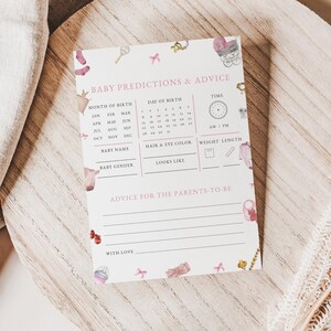 It&#39;s a Girl Baby Predictions and Advice Baby Shower Game Template for Pink Baby Clothes & Nursery Girl Baby Shower Games | DAMARA Collection