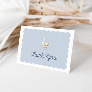 Blue One Silly Goose 1st Birthday Thank You Card Template for Boy Silly Goose Birthday Printable Thank You Cards | GANNET Collection