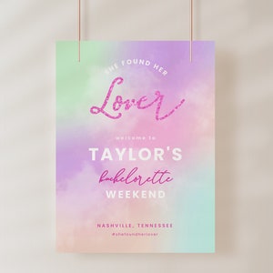 Pastel She Found Her Lover Bachelorette Welcome Sign Template | TAYLOR Collection