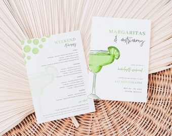 Margarita Margs and Matrimony Bachelorette Weekend Invite and Itinerary Template | VERDA Collection