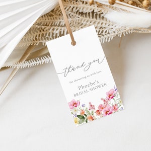 Colorful Floral Bridal Shower Favor Tag Template for Bright Summer Flower Shower Favor Tags | TANSIE Collection