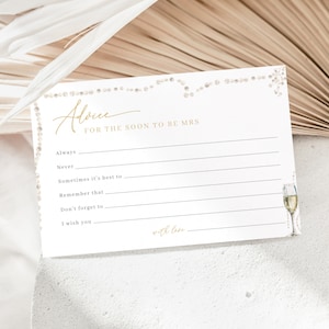 Pearls and Prosecco Bridal Shower Advice for the Bride Enclosure Card Template | GRETCHEN Collection