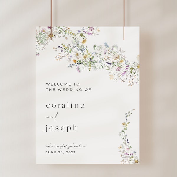 Prairie Wildflower Wedding Welcome Sign Template | CHLOE Collection