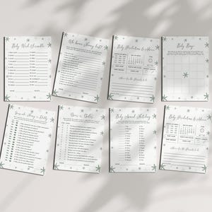 Baby It&#39;s Cold Outside Baby Shower Game Bundle Templates Instant Download for Green Winter Baby Shower Game Bundle | ANDRI Collection