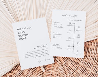Modern Minimalist Wedding Welcome Letter & Weekend Itinerary Template Editable Wedding Weekend Schedule Digital Download | MORGAN Collection