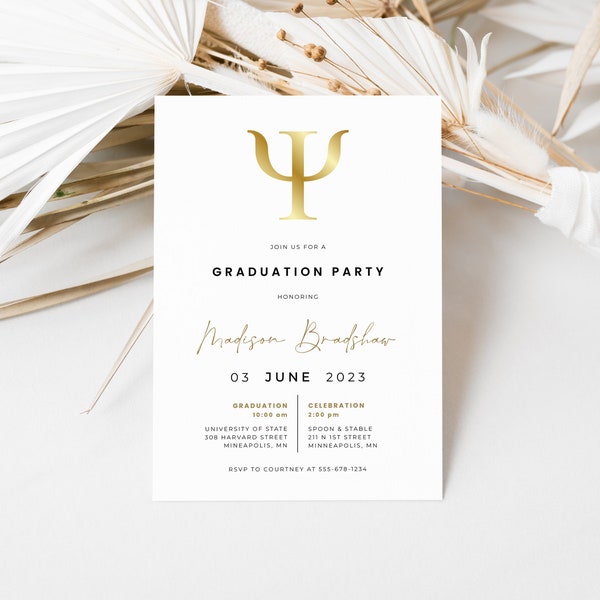 Modern Psychology School Graduation Party Invitation Template | VEDA Collection