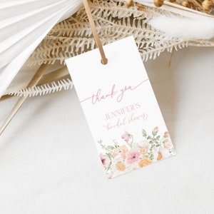Pink Love is in Bloom Bridal Shower Favor Tag Template for Pastel Floral Shower Favor Tags | PALESA Collection
