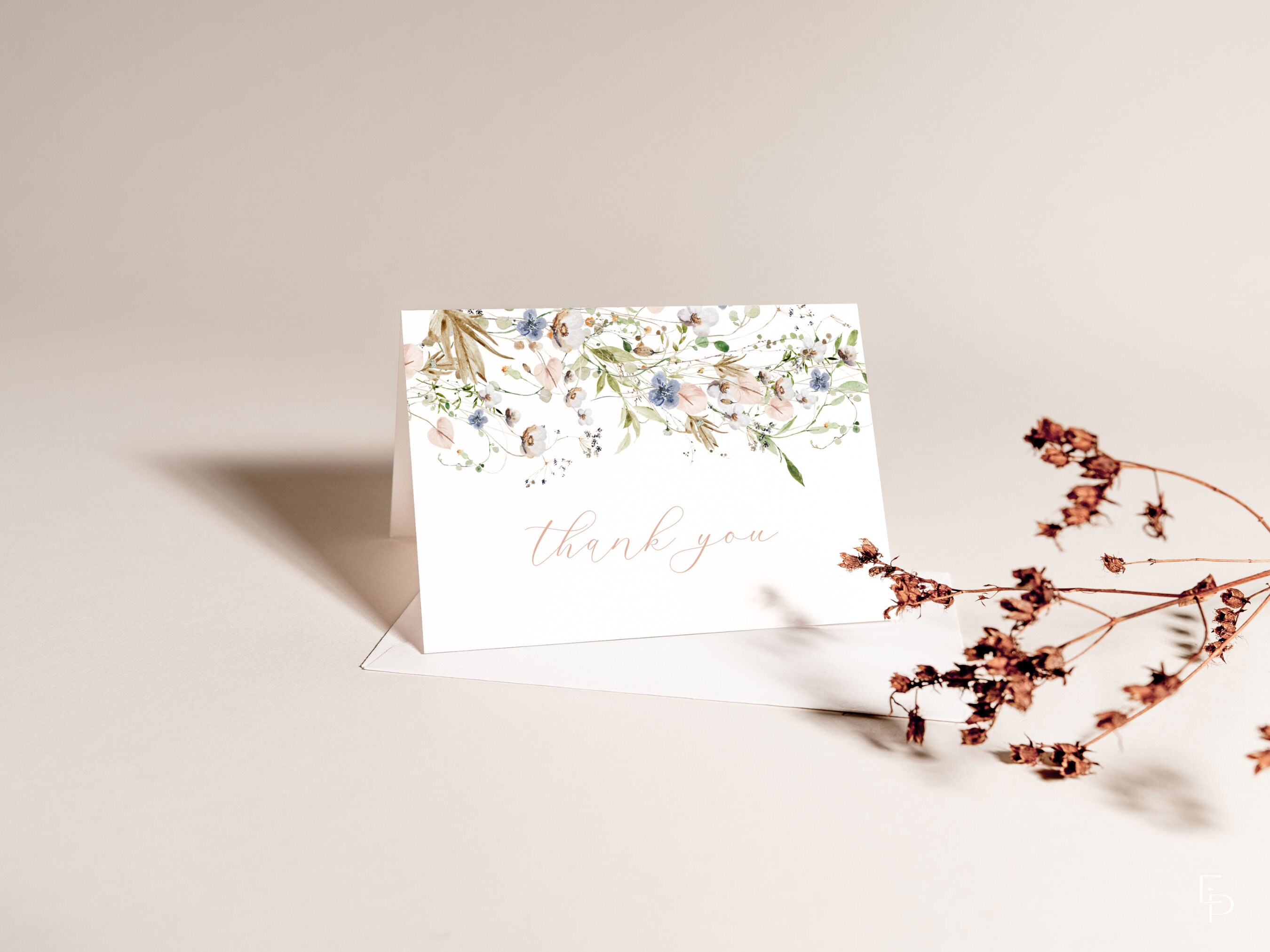 Wildflower Thank You Card Template for Floral Bridal Shower | LIANA ...