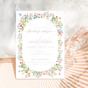 Colorful Floral Garden Wildflower Bridal Shower Invitation Template | FIORE Collection