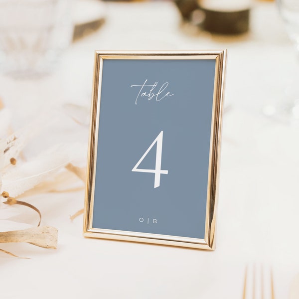 Dusty Blue Table Number Templates for Wedding | NILA Collection