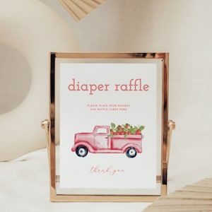 Berry Sweet Strawberry Diaper Raffle Baby Shower Sign Template | FRAGARIA Collection