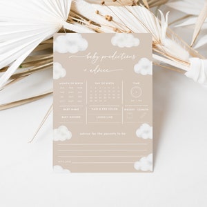 Oh Baby Modern Neutral Cloud Baby Predictions and Advice Baby Shower Game Template | ANAN Collection