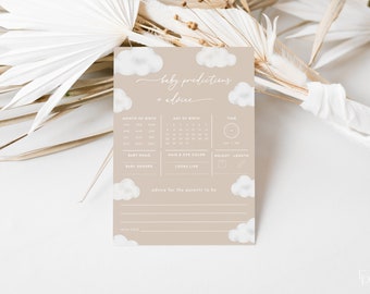 Oh Baby Modern Neutral Cloud Baby Predictions and Advice Baby Shower Game Template | ANAN Collection