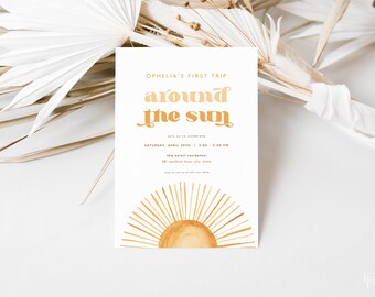 First Trip Around the Sun Birthday Invitation for Sunshine First Birthday Invite | ANATOLE Collection