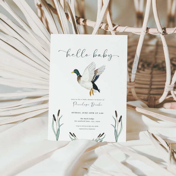 Mallard Duck Baby Shower Invitation Template | PENELOPE Collection