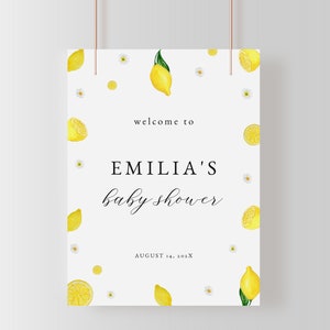 Lemon Baby Shower Welcome Sign Template for Yellow Summer Citrus Sweet Little One Baby Shower Poster | LOMI Collection