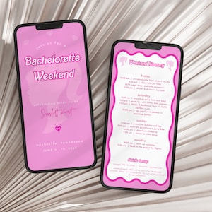 Pink Doll Bachelorette Weekend Digital Invite and Itinerary Template | BARBARA Collection