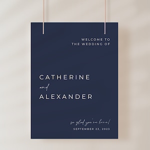 Modern Navy Blue Wedding Welcome Sign Template | ODETA Collection
