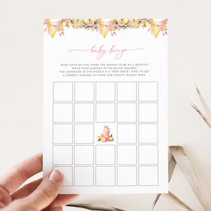 Lemon Pink Lemonade Baby Bingo Baby Shower Game Template | LIMONE Collection