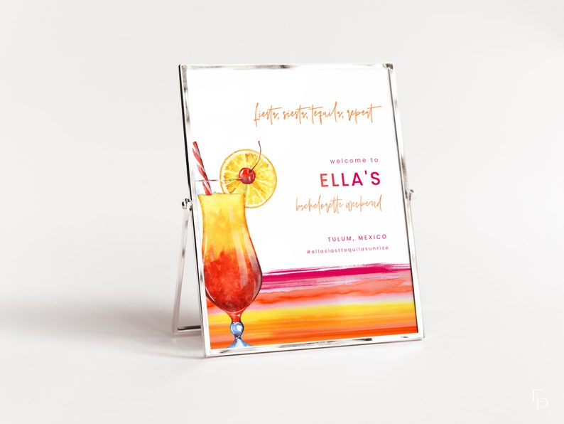 Tequila Sunrise Bachelorette Sign Template CAZ Etsy