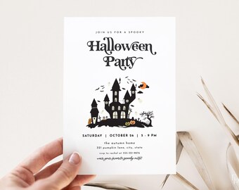 Halloween Party Invitation Template for Spooktacular Haunted House Halloween Party Invite | THOMASIN Collection