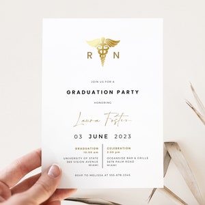 Modern Nursing School Graduation Party Invitation Template | VEDA Collection