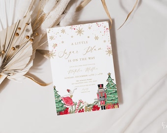 Nutcracker Ballet Baby Shower Invitation Template for Red Sugar Plum Girl Christmas Baby Shower Invite Editable Download | NEVYA Collection