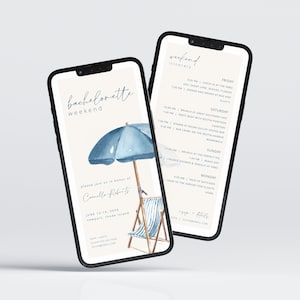 Blue Beach Bachelorette Weekend Digital Invite & Itinerary Template | DARYA Collection