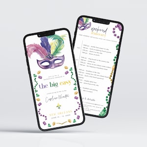 The Big Easy New Orleans  Digital Bachelorette Weekend Invite and Itinerary Template for Text Message | CALLIOPE Collection