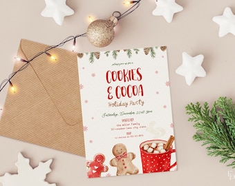 Christmas Cookies and Cocoa Party Invitation Template Editable Holiday Hot Cocoa Christmas Party Invite Digital Download | NIKKI Collection