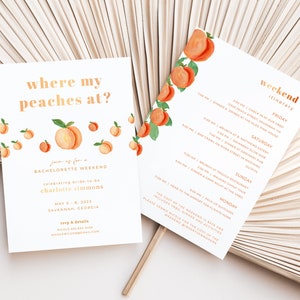 Where My Peaches At Savannah Bachelorette Weekend Itinerary and Invite Template | KOKOMO Collection