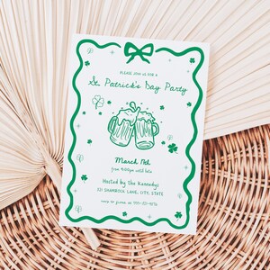 Hand Drawn St. Patrick&#39;s Day Party Invitation Template for Green Whimsical Irish St. Paddy&#39;s Party Invite | SORCHA Collection