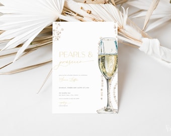 Pearls and Prosecco Bridal Shower Invitation Template | GRETCHEN Collection
