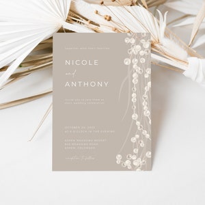 Moderne Perlenhochzeitseinladungsvorlage mit Foto | MEGAN Kollektion