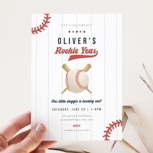 Rookie Year Birthday Invitation Template for Boy 1st Birthday Sports Baseball First Birthday Invite | ROGERS Collection