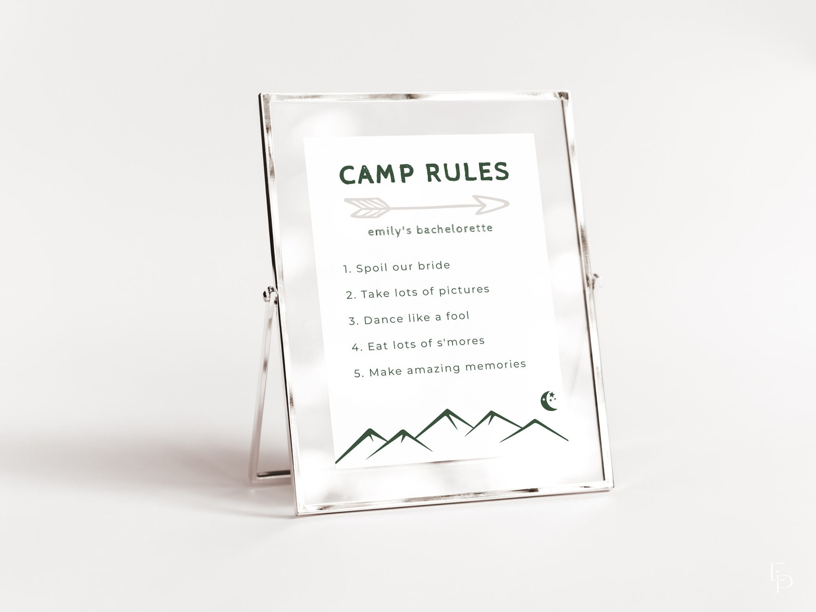 Camp Bachelorette Party Camp Rules Sign Template | BROOKE Collection - Etsy