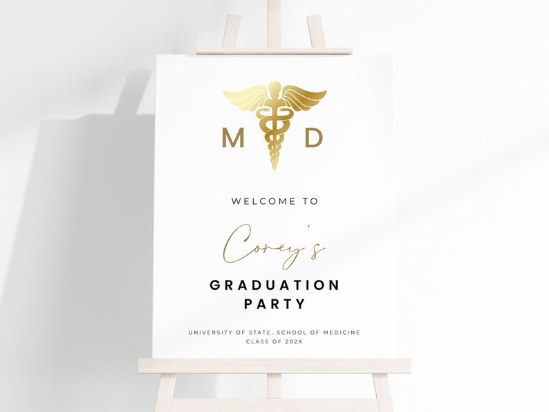 Modern Medical School Graduation Party Sign Template Etsy