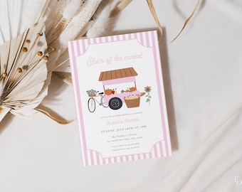 She's Off the Market Bridal Shower Invitation Template for Pink Farmers Market Bridal Shower Invite | ARISTA Collection