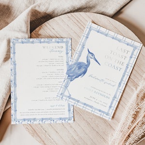 Last Toast on the Coast Coastal Grandma Bachelorette Weekend Invite and Itinerary Template | SEDNA Collection