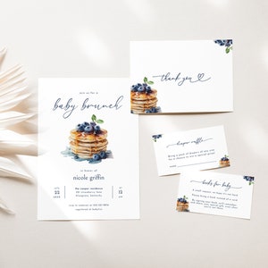 Pancakes Baby Brunch Baby Shower Invitation Bundle Template | GALETTE Collection