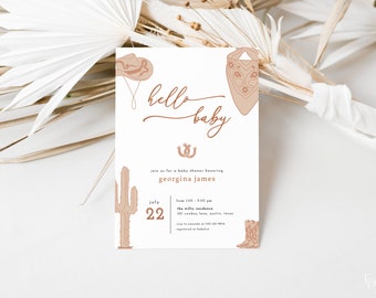 Gender Neutral Western Baby Shower Invitation Template | JESSE Collection