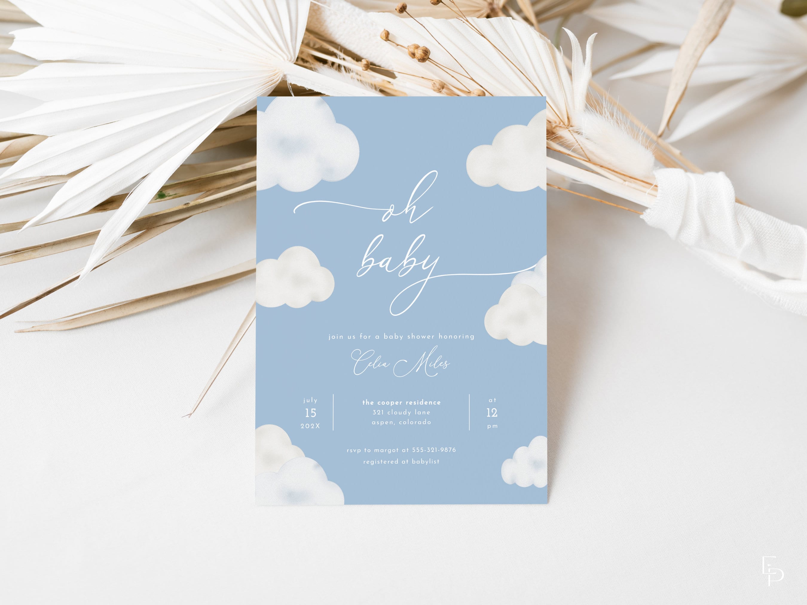 Baby shower cloud invitations hot sale