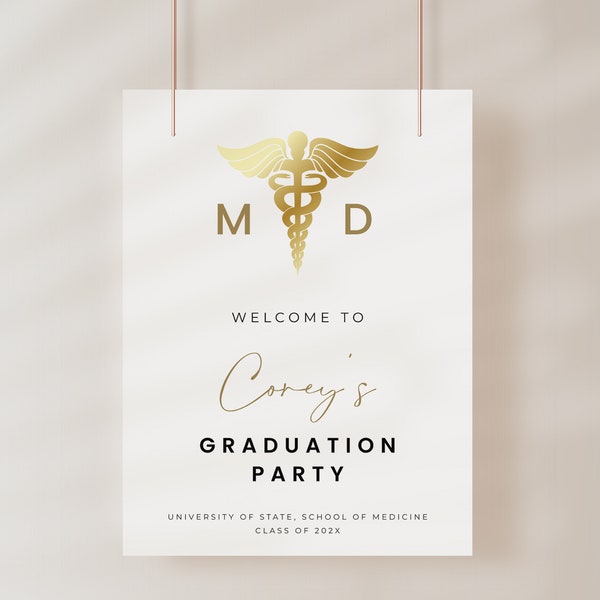 Modern Medical School Graduation Party Welcome Sign Template | VEDA Collection